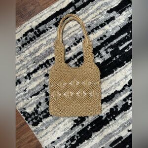 Stylish Tan Woven Tote Bag